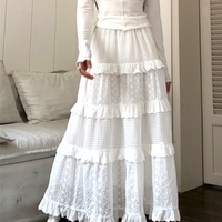 Stunning French Layers Embroidery Ruffle A-line Skirt Dress Amazing - Thumbnail 4