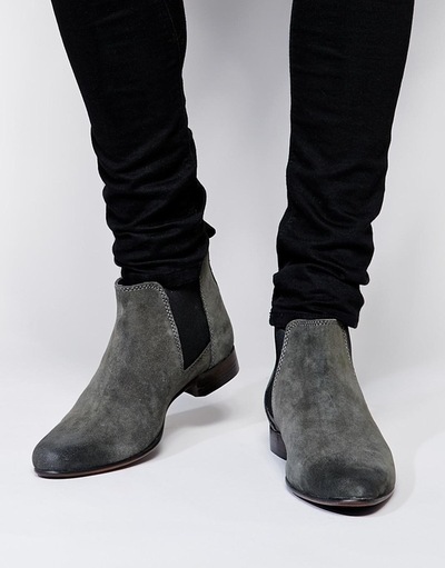 Genuine Gray Suede Leather Handcrafted Stylish Men Chelsea Boots
