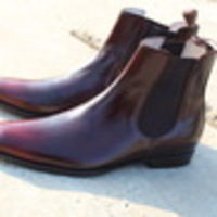 Handmade Burgundy Leather Classic Chelsea Men Boot - Thumbnail 1