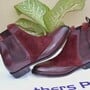 Bespoke Handmade Classic Men Chelsea Wingtip Boot in Burgundy and Suede Leather