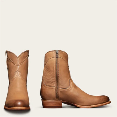 Men's Apricot Leather Cowboy Boots
