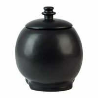 LARGE MATTE BLACK CERAMIC SKULL LIDDED COOKIE JAR - Thumbnail 2