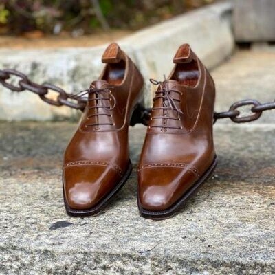 Brown classic polishing handmade lace up dress shoes - Thumbnail 2