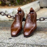Brown Classic Polishing Handmade Lace Up Dress Shoes - Thumbnail 1