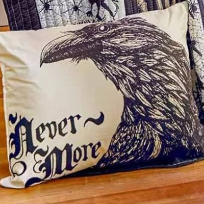 Never more raven edgar allan poe halloween gothic horror throw pillow (one (1)