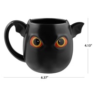 Black Bat-Shaped Glazed Ceramic Stoneware Coffee Tea Mug Halloween Gothic Spooky - Thumbnail 4