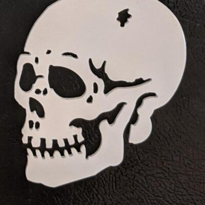 Super rare white huge handmade handcut metal halloween gothic skull magnet (1) one