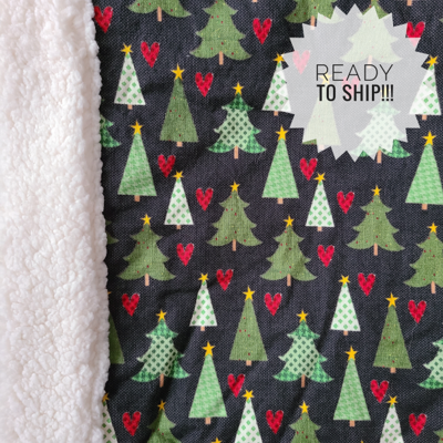 Holiday tree sherpa blanket - ready to ship