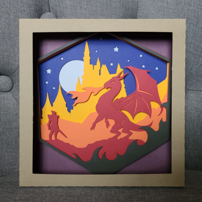 D20 knight and dragon shadowbox