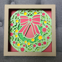 Holiday Wreath 3D Paper Art - Thumbnail 3