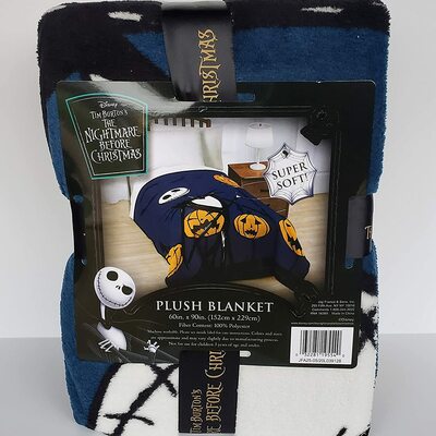 Very rare nightmare before christmas nbc jack skellington pumpkin halloween christmas soft cozy blanket throw bedding home decor
