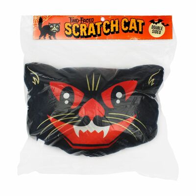 Extremely rare 2 sided beistle vintage halloween black scratch scaredy cat pillow