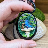Absolem Alice in Wonderland smoking caterpillar pendant polymer clay sculpture jewelry  - Thumbnail 2