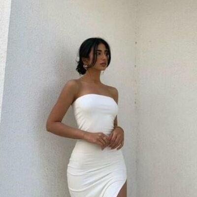 Simple strapless slit long evening prom dresses - Thumbnail 1