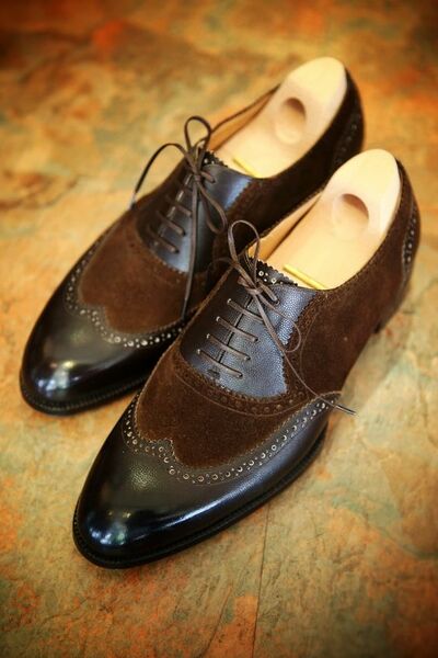 Brown Awesome Contrast Handmade Cap Toe Lace Up Dress Formal Shoes