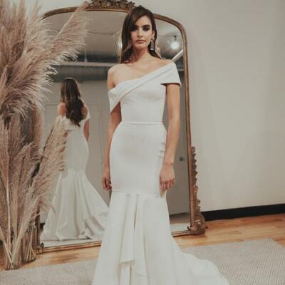 Off the shoulder mermaid ivory wedding dresses,bridal dresses - Thumbnail 1