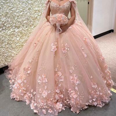 Elegant ball gown pink evening dress,lace prom dresses - Thumbnail 5