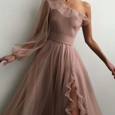 Sexy one shoulder evening dress prom dresses