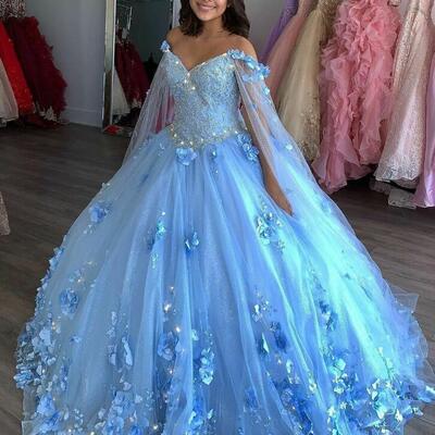 Ball gown blue v neck long prom evening dress 