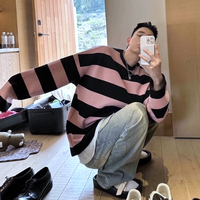 OVERSIZED PINK STRIPED SWEATER - Thumbnail 1