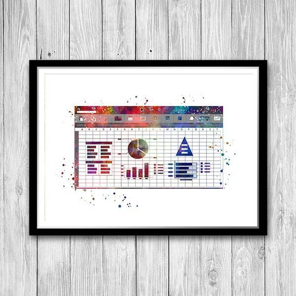 Spreadsheet watercolor art print