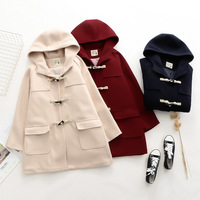 Horn button woolen versatile thickened coat - Thumbnail 2