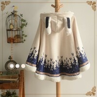 Sweet and cute bunny ears hooded bunny cape coat - Thumbnail 1