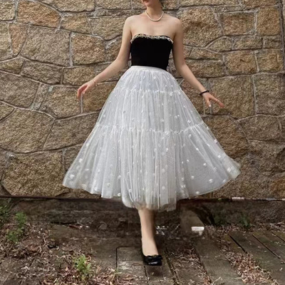 White tulle skirt outfit wedding white tulle midi skirts bridesmaid tulle tutu skirt plus size tiered tulle skirts - Thumbnail 2