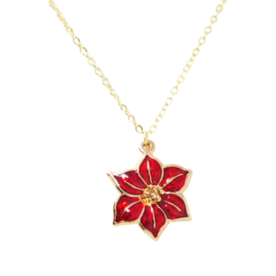 Red poinsettia necklace