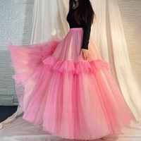 Women Light PINK Tulle Maxi Skirt Outfit Puffy Layered Tulle Skirts Plus Size Holiday Skirt Outfit - Thumbnail 6