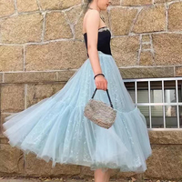 Women Light BLUE Tiered Tulle Skirts Women's Layered Tulle Skirt Princess Tulle Skirt Wedding Party Outfit Plus Size - Thumbnail 5