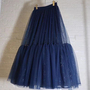 NAVY BLUE Tiered Tutu Skirt Outfit Navy Blue Layered Tulle Midi Skirt Custom Plus Size Holiday Tulle Skirt Outfit-2