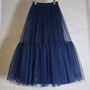 NAVY BLUE Tiered Tutu Skirt Outfit Navy Blue Layered Tulle Midi Skirt Custom Plus Size Holiday Tulle Skirt Outfit-3