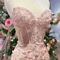 WD0510, Sky Blue Sweetheart Applique Lace Prom Dresses With Slit - Thumbnail 4