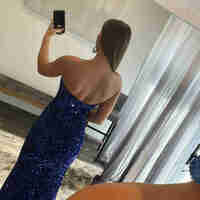 WD0245,Strapless Sequins Royal Blue Prom Dresses With Side Slit - Thumbnail 2