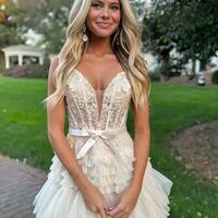 Princess A Line Off the Shoulder Light Pink Long Prom Dress with Ruffles - Thumbnail 6