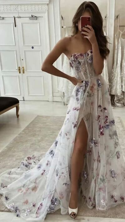 Sweetheart A-Line Tulle Long Evening Prom Dress