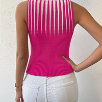 Fashion High Neck Knitted Sleeveless Shirt Top - Thumbnail 2