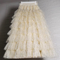 BABY PINK Sequin Tulle Skirt Outfit Women's Sparkly Layered Tulle Skirts Holiday Custom Plus Size Princess Skirt - Thumbnail 8