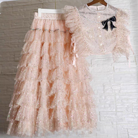 BABY PINK Sequin Tulle Skirt Outfit Women's Sparkly Layered Tulle Skirts Holiday Custom Plus Size Princess Skirt - Thumbnail 5