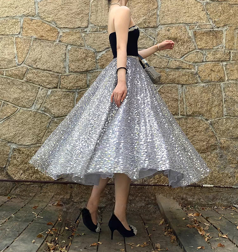 slim fit dress slacks Elegant Glitter Diamonds Bouffant Cake Skirt Dress for Women Sexy Slin –  Mega Mart Center main image 1