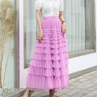 NEON Green Tulle Skirt Outfit Floor Length Tiered Tulle Skirt Plus Size Layered  Maxi Skirt Neon Green Holiday Maxi Tulle Skirts - Thumbnail 6