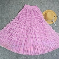 Fuchsia Long Tulle Skirt Outfit Women Tiered Maxi Skirt Plus Size Layered Maxi Skirt Wedding Party Maxi Tulle Skirts - Thumbnail 2