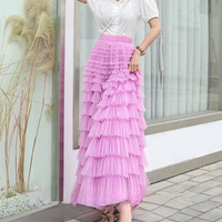 Fuchsia Long Tulle Skirt Outfit Women Tiered Maxi Skirt Plus Size Layered Maxi Skirt Wedding Party Maxi Tulle Skirts - Thumbnail 1