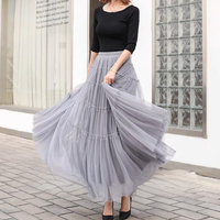 YELLOW Tiered Long Tulle Skirt Outfit Women Elastic Full Tulle Skirt Wedding Party Skirt Plus Size Mesh Skirt - Thumbnail 8