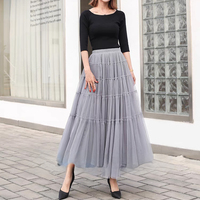 YELLOW Tiered Long Tulle Skirt Outfit Women Elastic Full Tulle Skirt Wedding Party Skirt Plus Size Mesh Skirt - Thumbnail 9