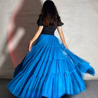 Women Layered Tulle Maxi Skirt Outfit Orange Color Tiered Tulle Skirt Outfit Wedding Party Skirt Plus Size Mesh Skirt - Thumbnail 7