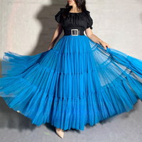 Women Layered Tulle Maxi Skirt Outfit Orange Color Tiered Tulle Skirt Outfit Wedding Party Skirt Plus Size Mesh Skirt - Thumbnail 6