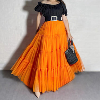 Blue Layered Tulle Maxi Skirt Outfit Women Tiered Tulle Skirt Outfit Wedding Party Skirt Plus Size Tulle Maxi Skirt Outfit - Thumbnail 5