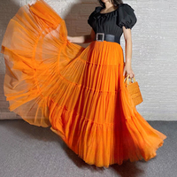 Blue Layered Tulle Maxi Skirt Outfit Women Tiered Tulle Skirt Outfit Wedding Party Skirt Plus Size Tulle Maxi Skirt Outfit - Thumbnail 6